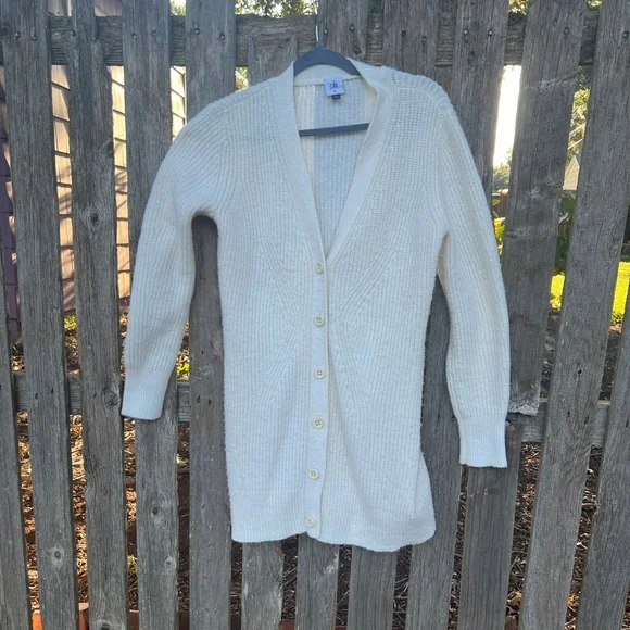 Cabi cream long v-neck cardigan, Size M - Picture 2 of 11